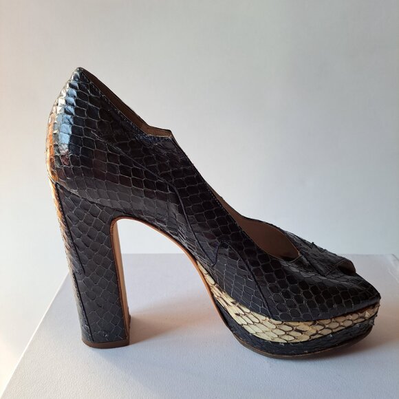 Miu Miu Runway Python Dark Blue Platform Heels Shoes Size 36 / US 6 - Picture 6 of 16